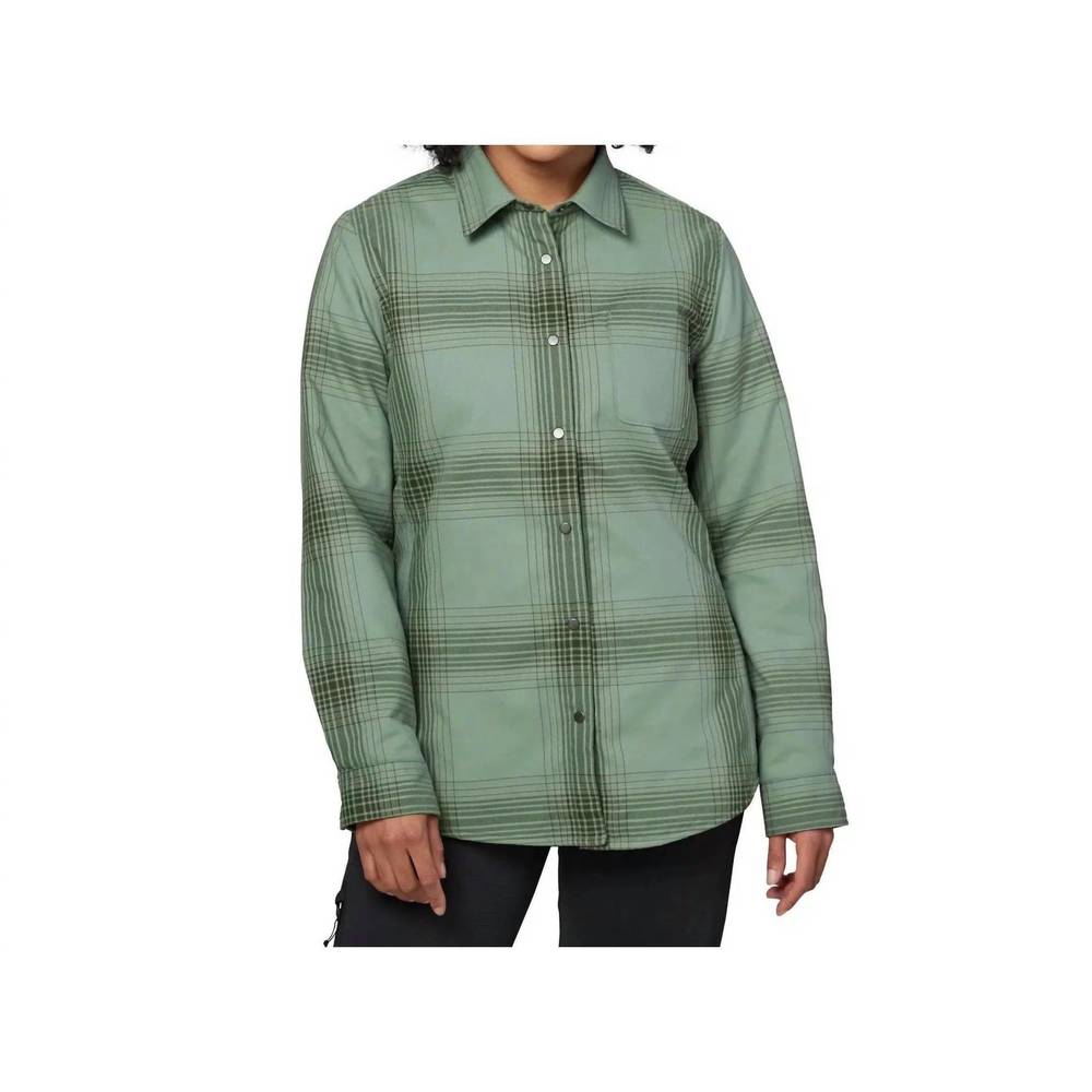 NEW FLYLOW GEAR penny insulated flannel shirt in seaglass/pine